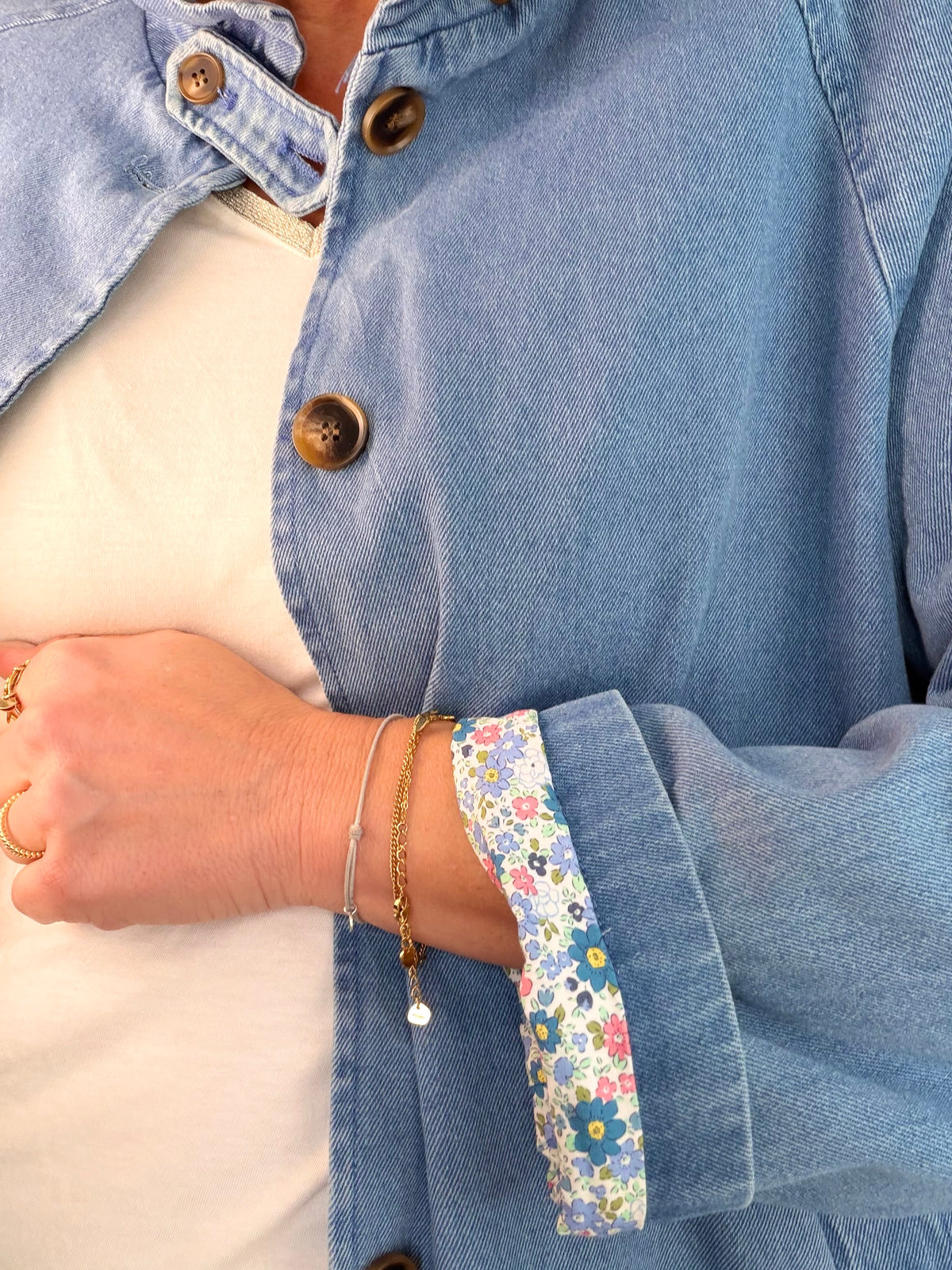 Veste Denim col victorien avec Liberty - VICTORIA Jean