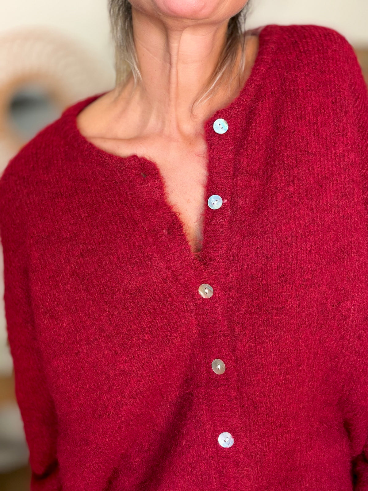 Gilet en maille MERYL - Cerise