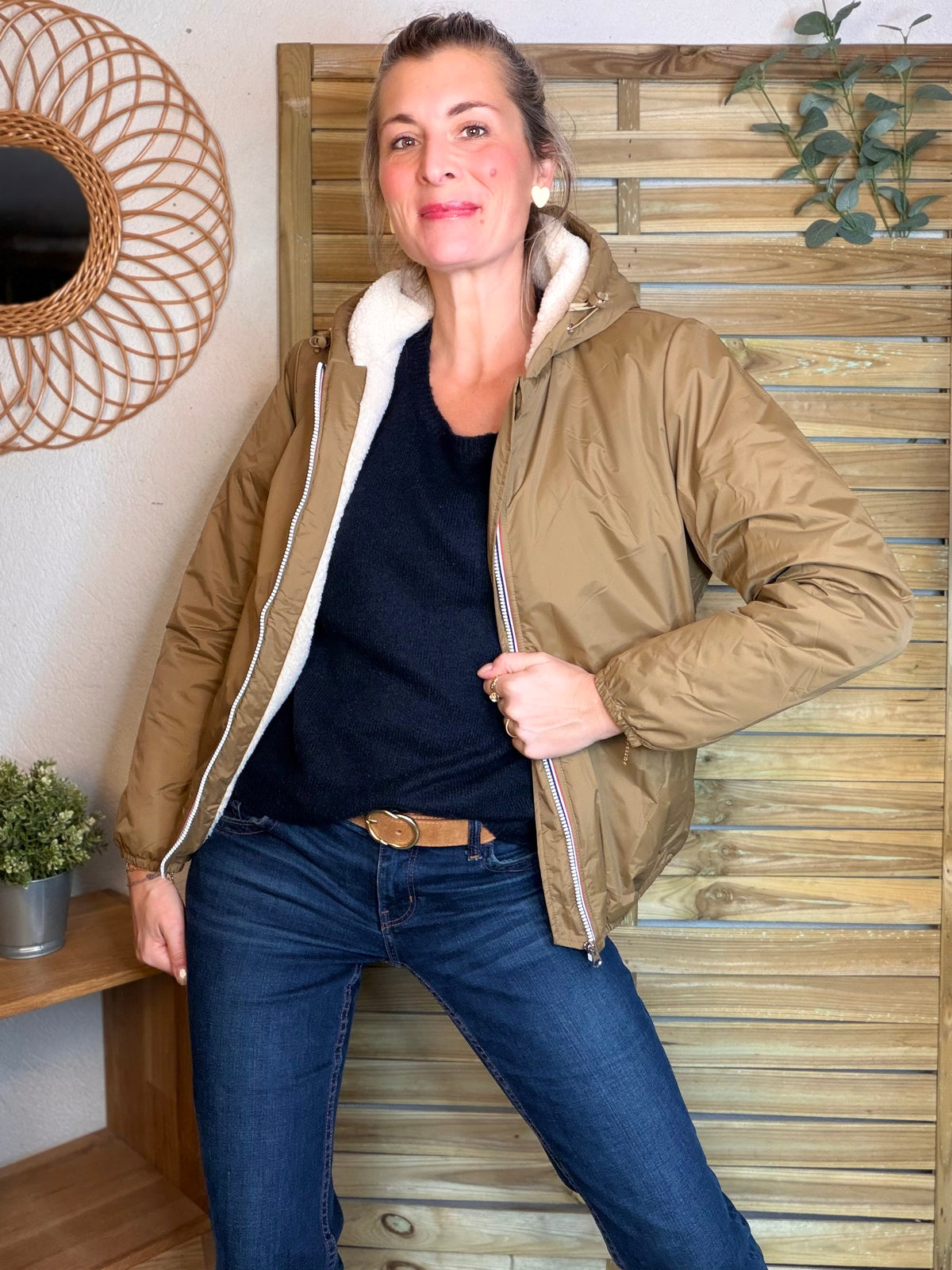 LAURA JO - Parka Imperméable LOUISE COURT sherpa - Camel
