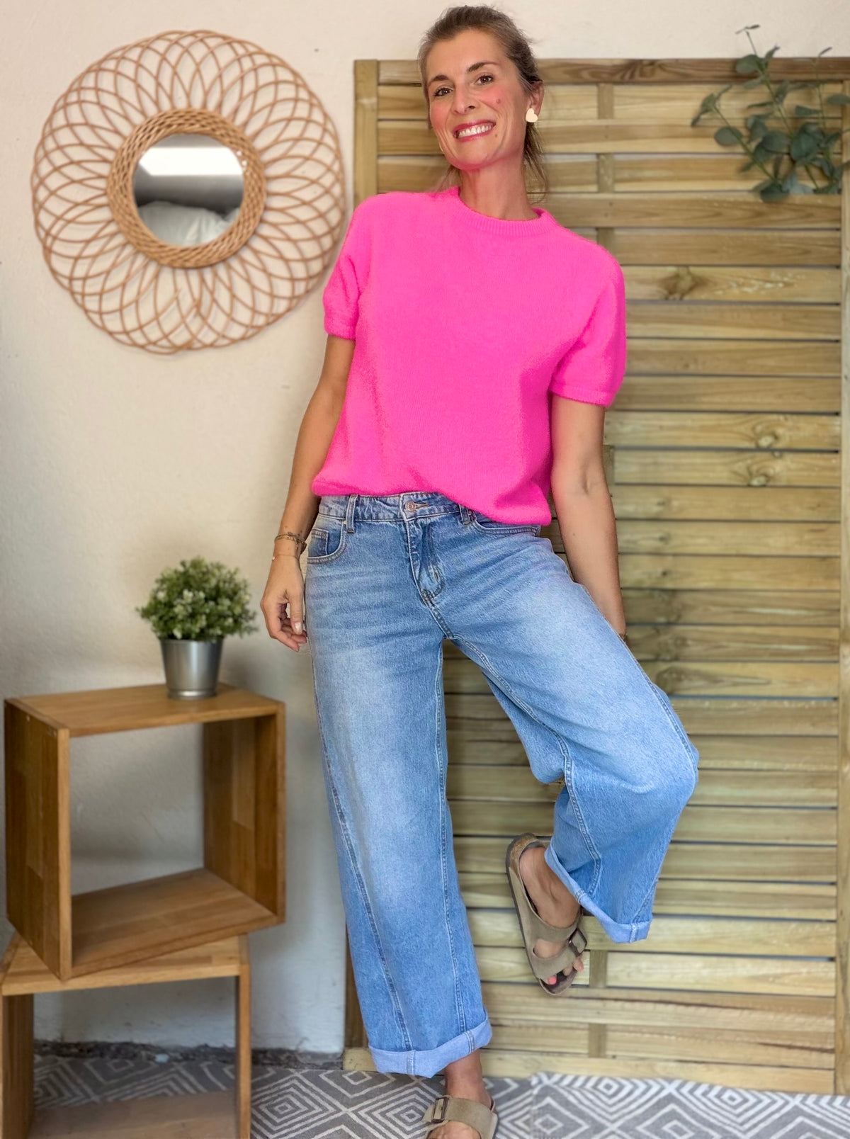 Pantalon Jean coupe barrel LÉON Bleu clair