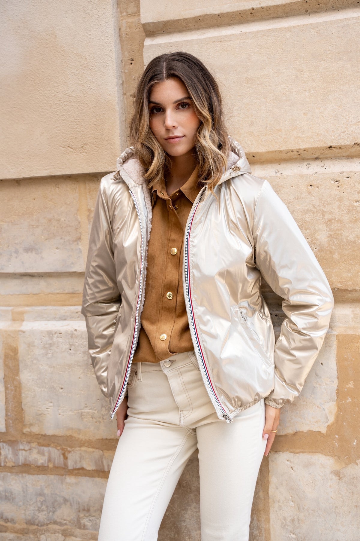 LAURA JO - Parka Imperméable LOUISE COURT sherpa - Doré