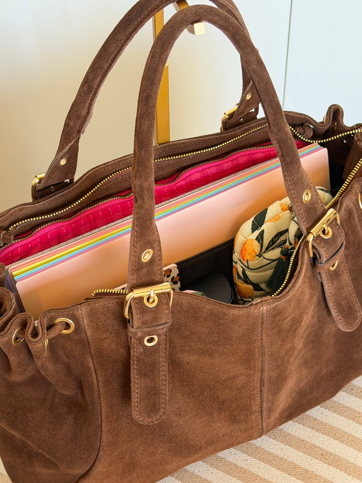 Sac cabas XL en cuir daim • JASPER Café