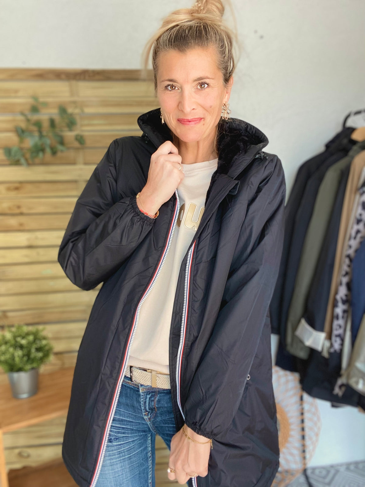 LAURA JO- Parka Imperméable LOUISE LONG fourré - Noir