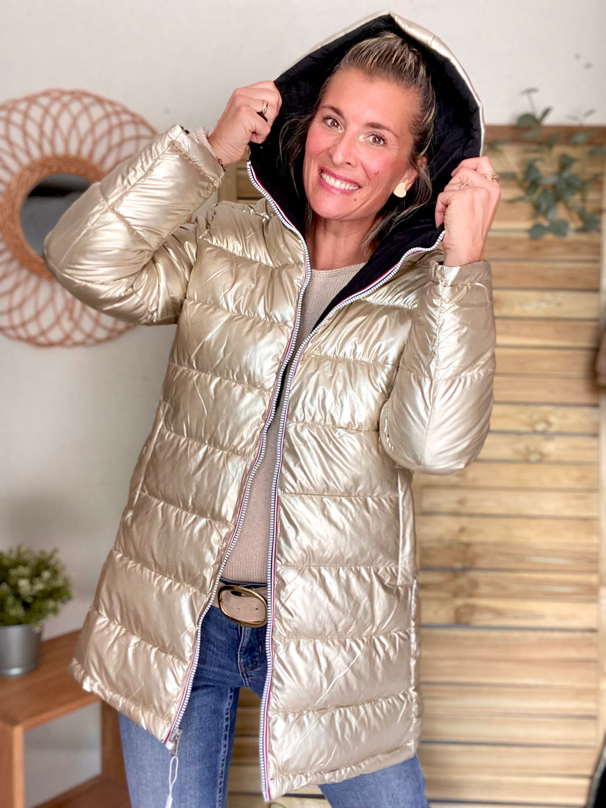 Doudoune imperméable réversible ANGÈLE LONG - Noir - MELYA MELODY