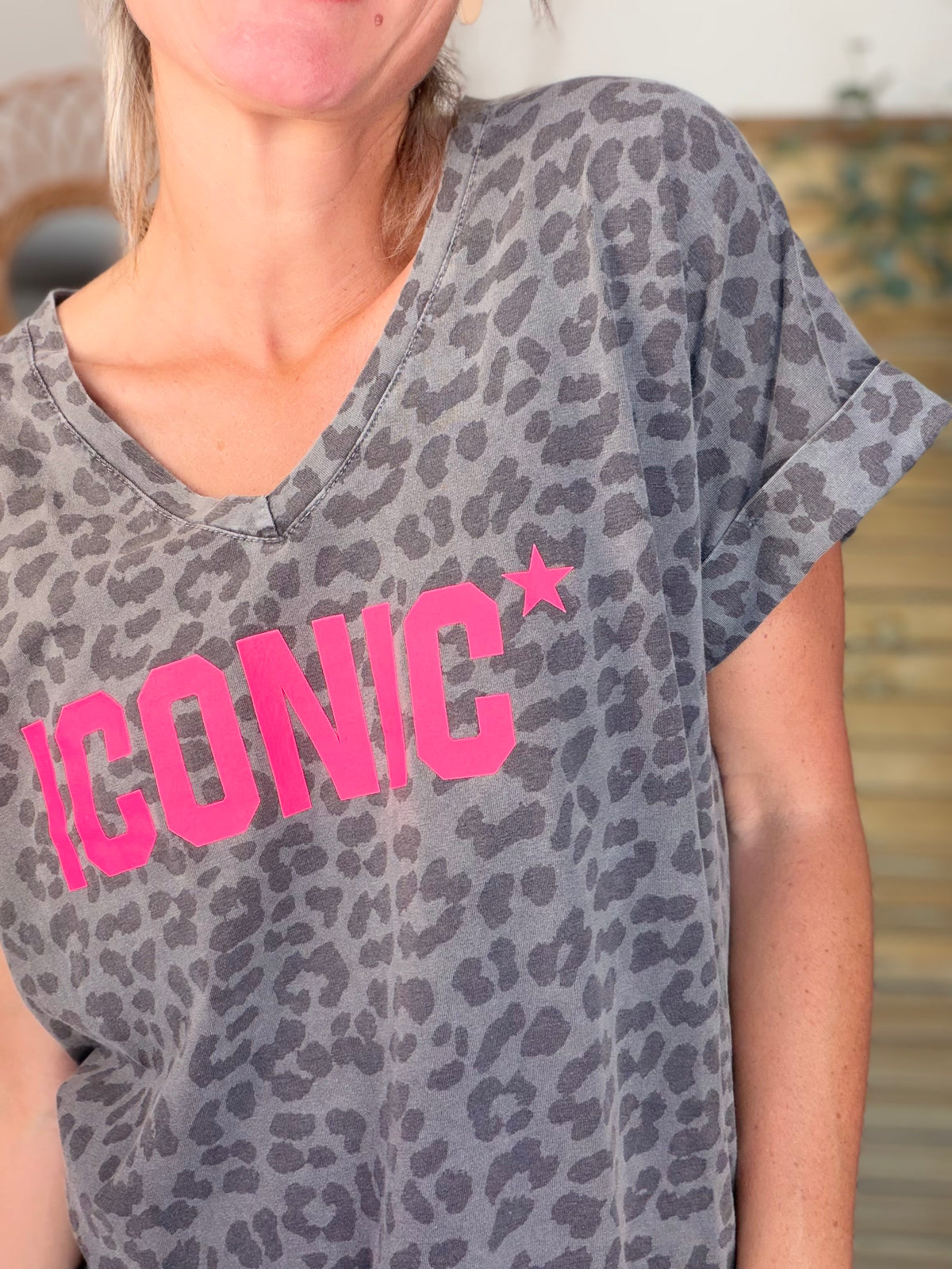 Top léo ICONIC col V - SHAUNA Gris foncé