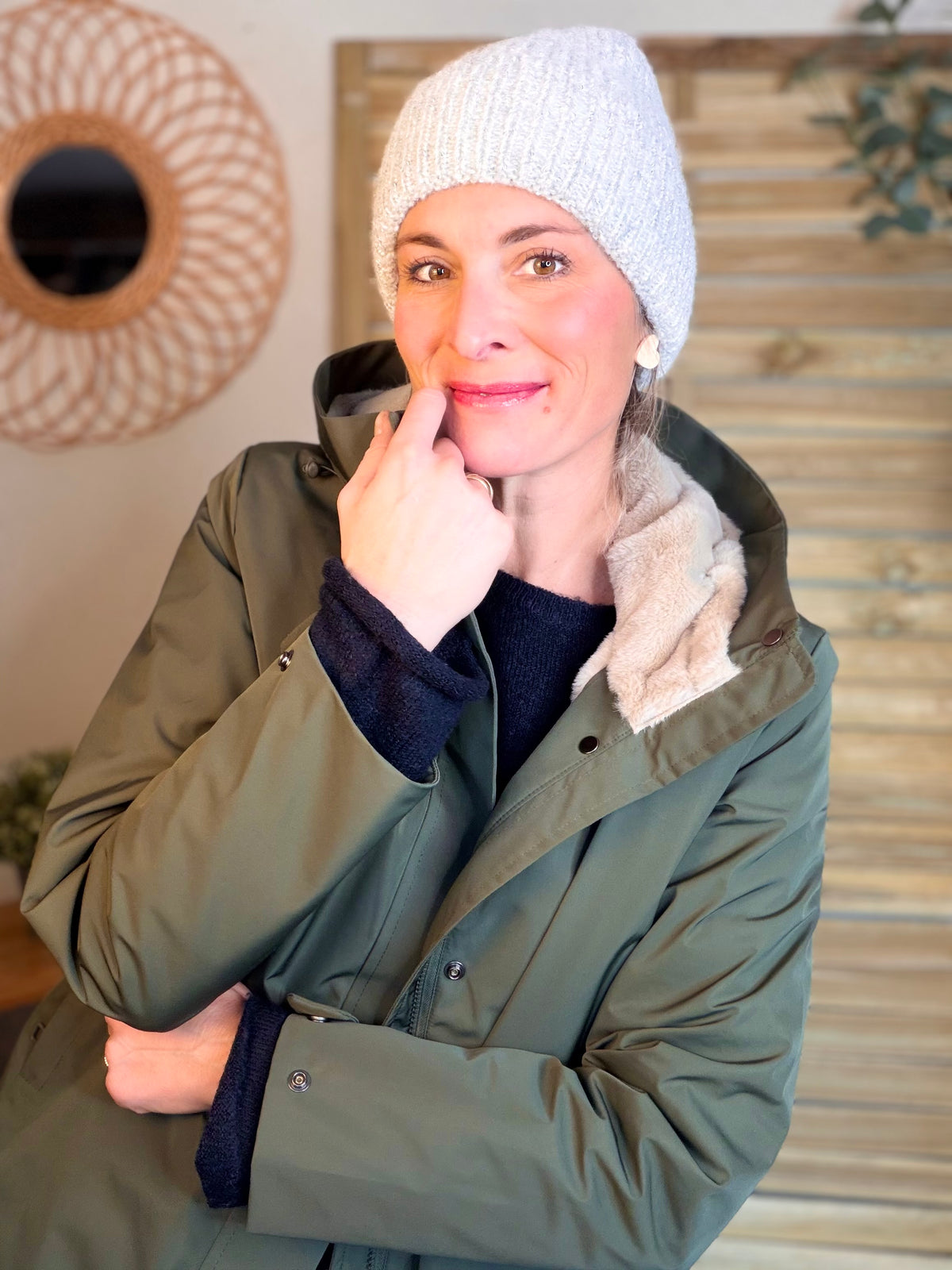 LAURA JO - Parka fourrée imperméable AMBRE LONG - Kaki / Beige
