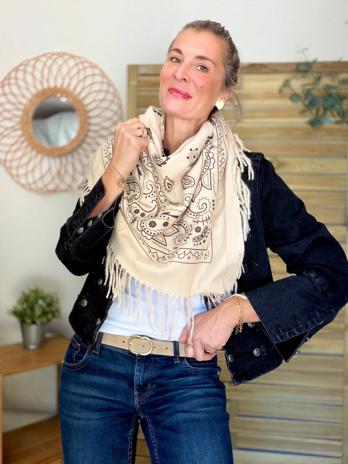 Écharpe Bandana Beige