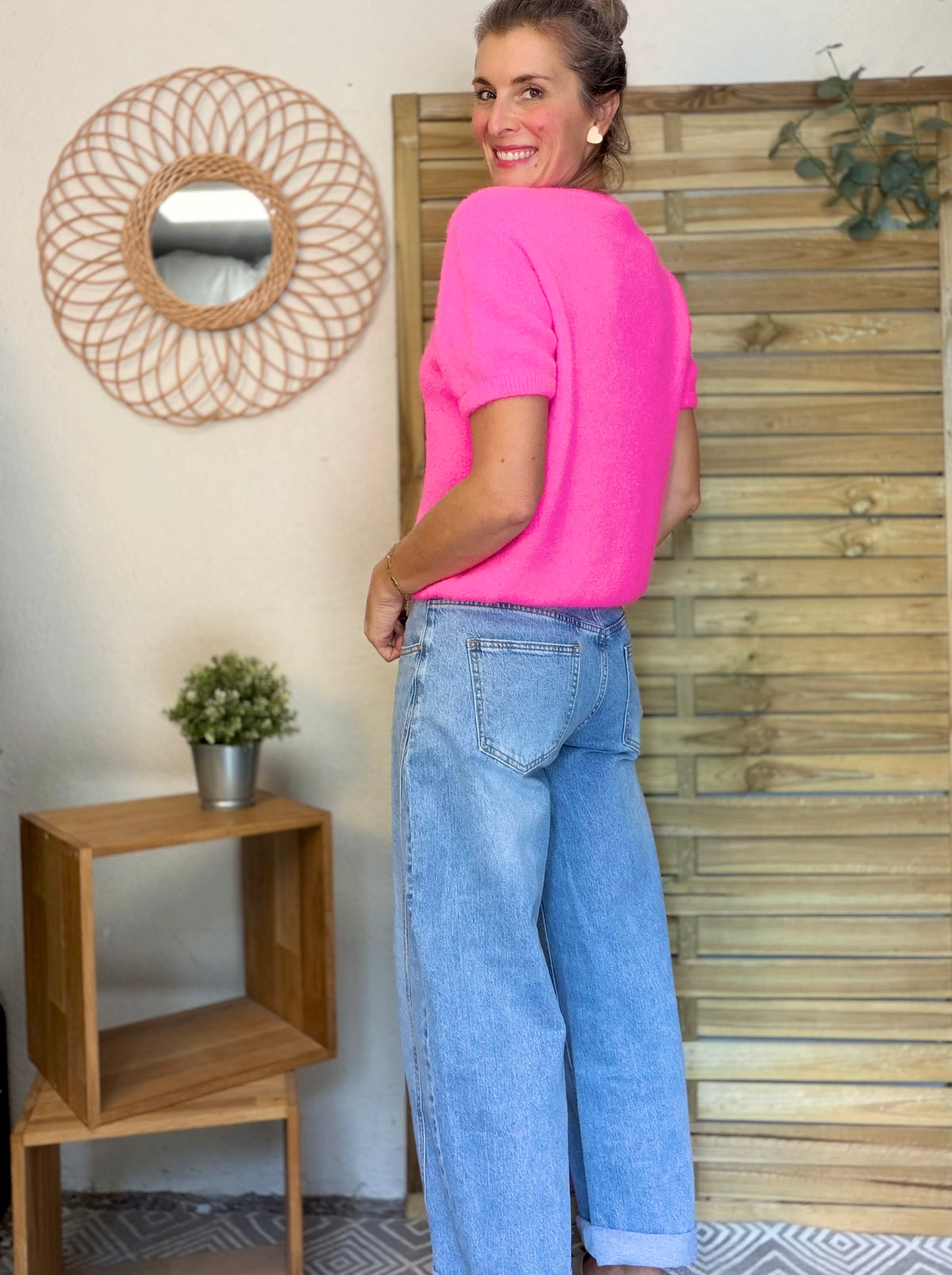 Pantalon Jean coupe barrel LÉON Bleu clair