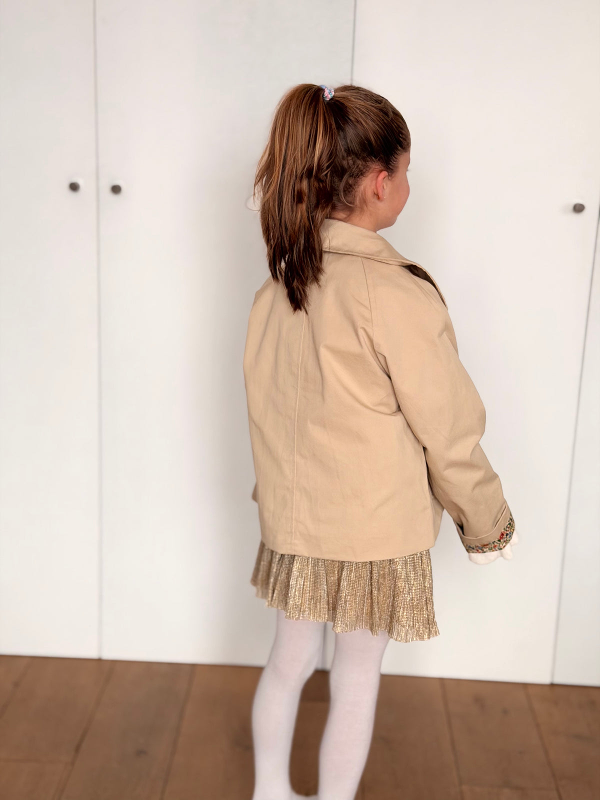 Veste Trench en coton beige avec Liberty - MARION (Taille 2 ans à la Taille XL)