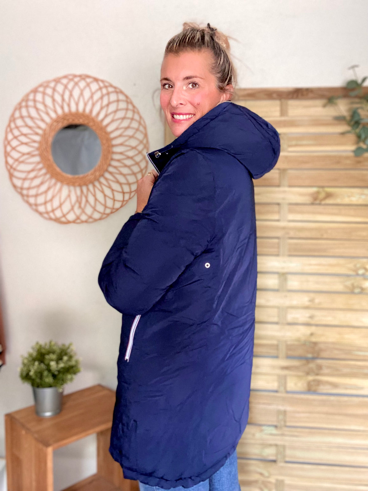 Doudoune imperméable réversible ANGÈLE LONG - Bleu marine - MELYA MELODY