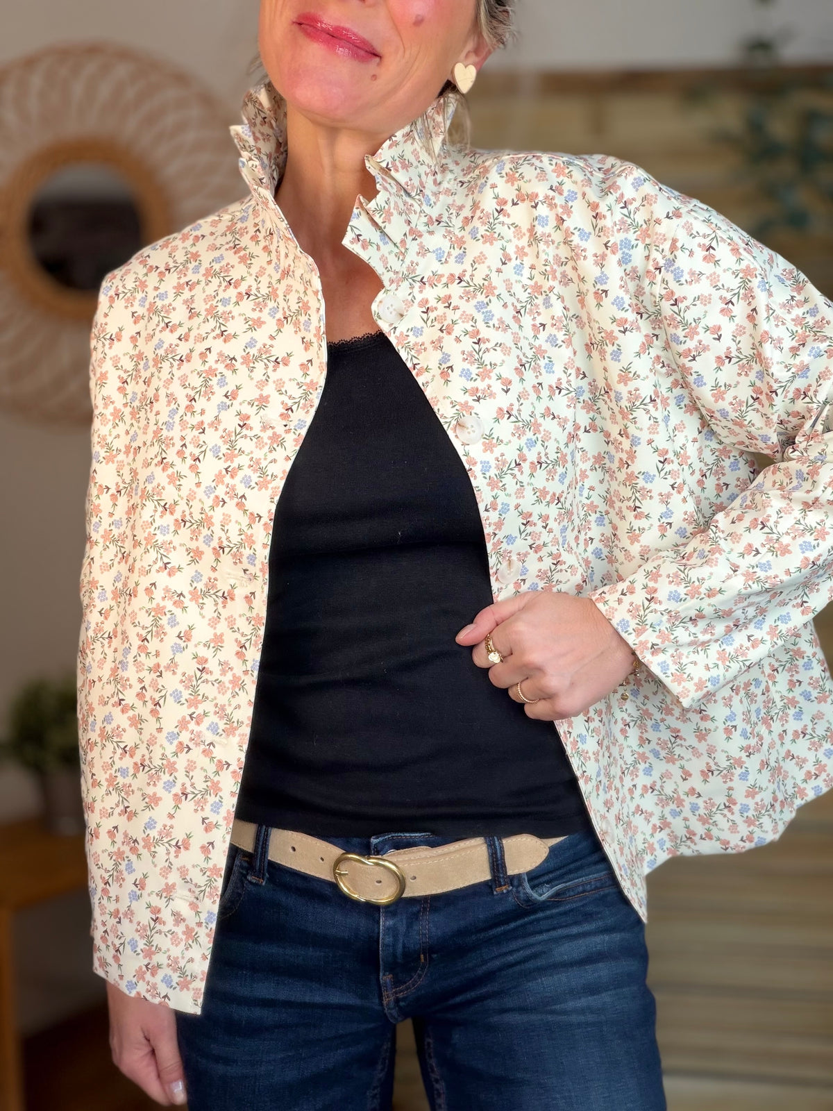 Veste col victorien NICKY Fleurie - FIN DE SÉRIE