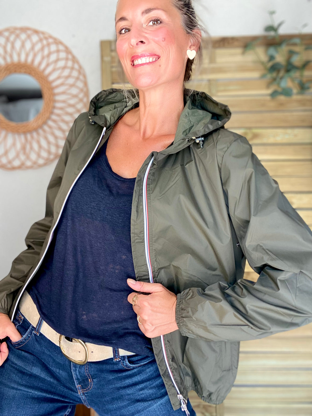 LAURA JO - Coupe vent imperméable ANNA COURT Kaki