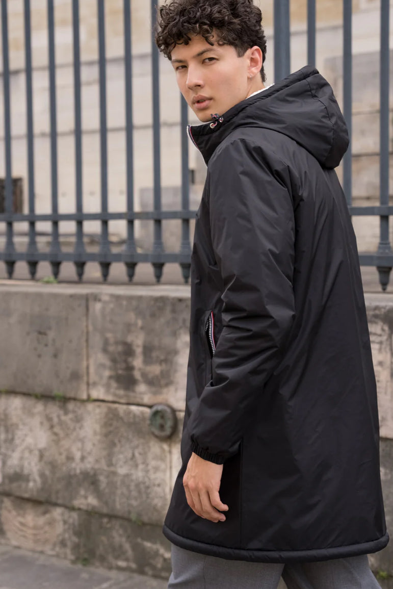 LAURA JO - Parka Imperméable Homme LOUIS* LONG Noir / sherpa écru