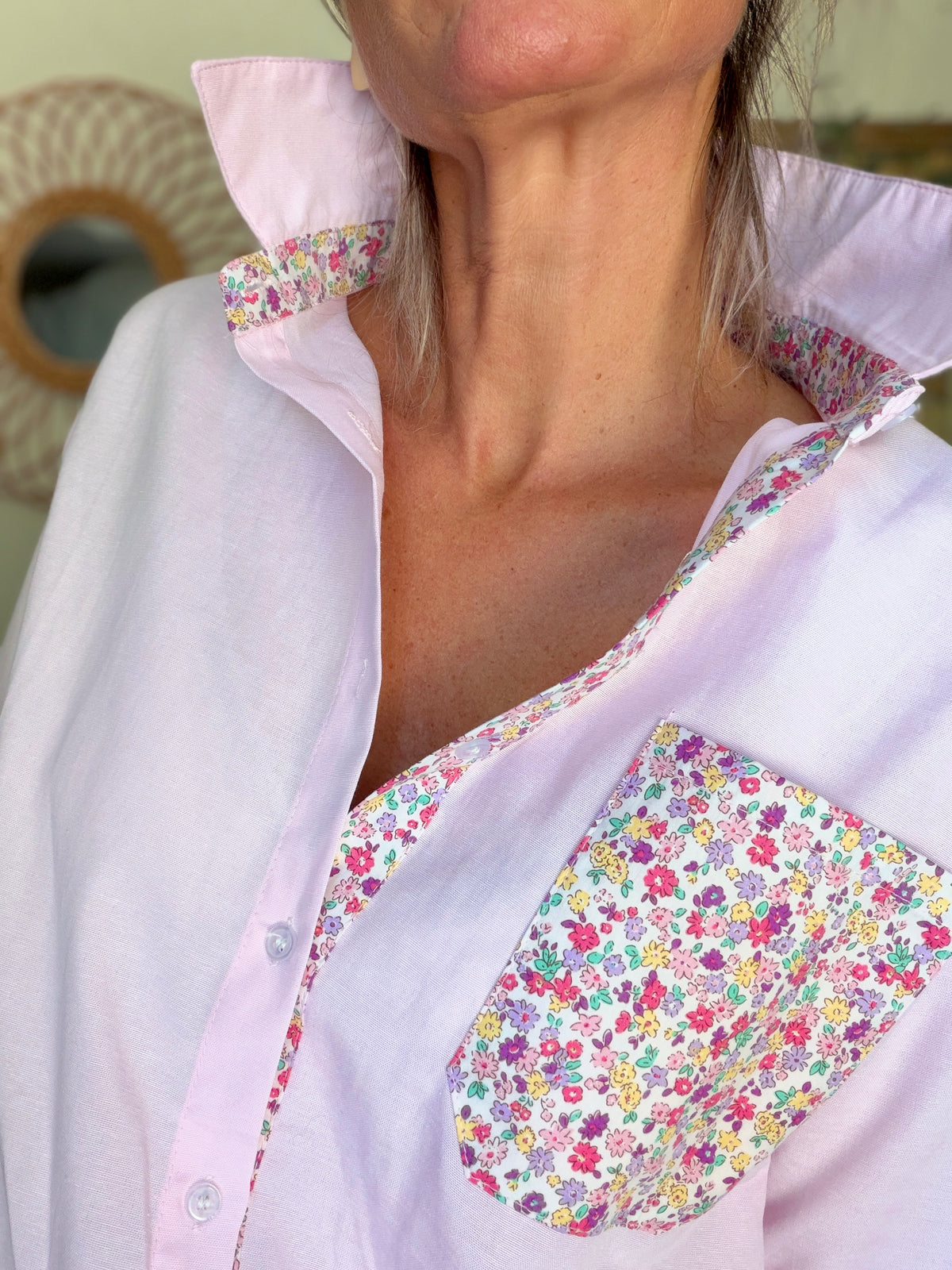 Chemise avec Liberty AZÉLIE Rose
