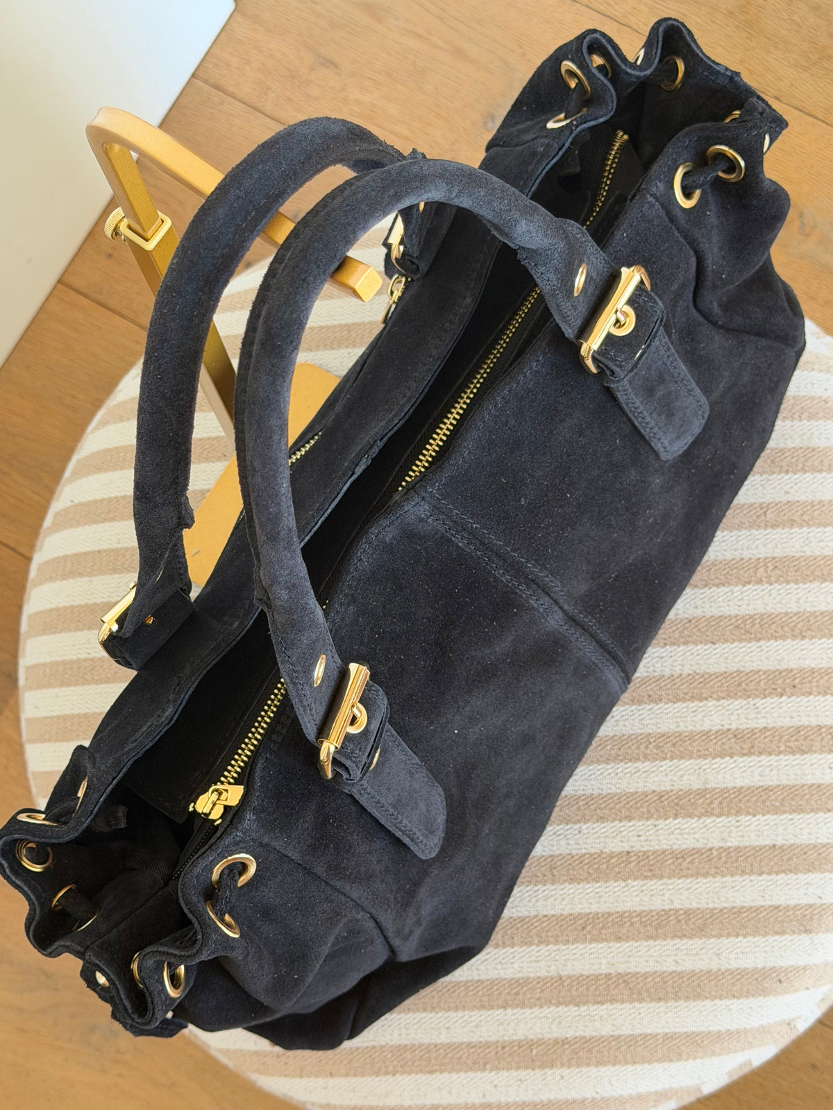 Sac cabas XL en cuir daim • JASPER Noir