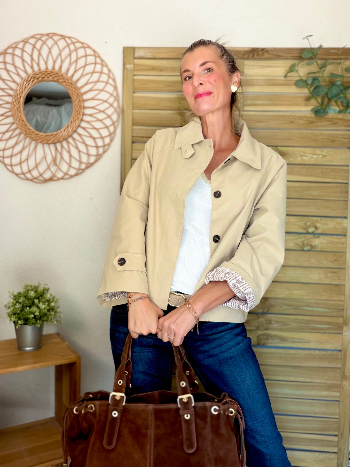 Sac cabas XL en cuir daim • JASPER Café