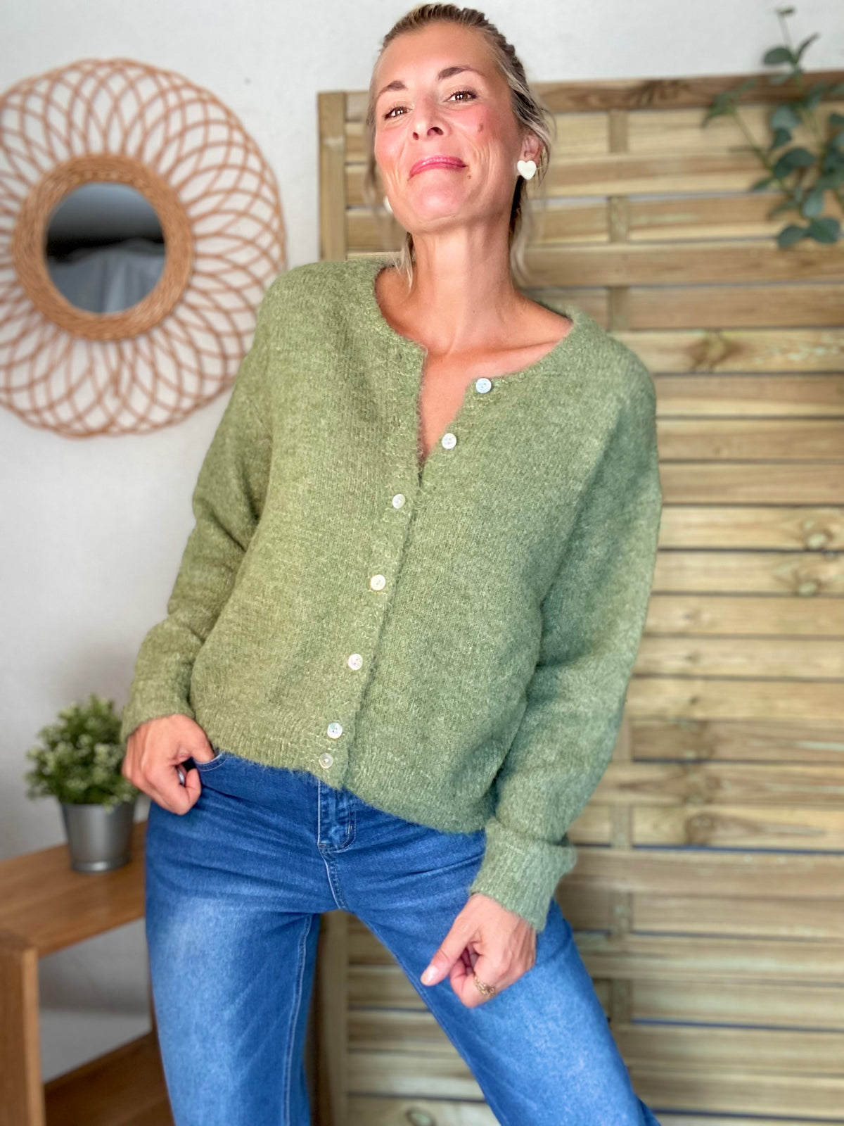 Gilet en maille MERYL - Olive