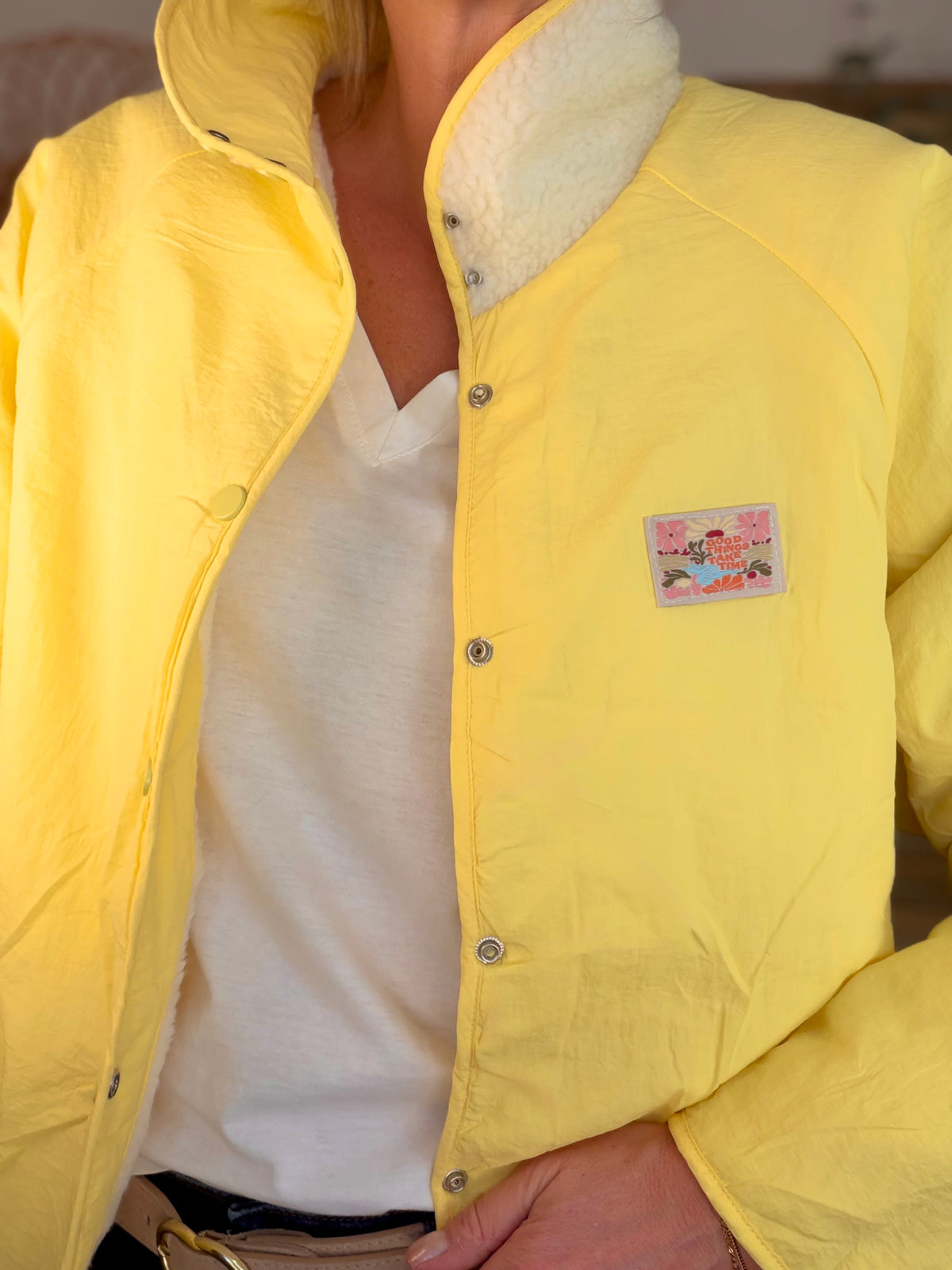 Veste matelassée réversible Sherpa AMÉLIE Jaune - FIN DE SÉRIE