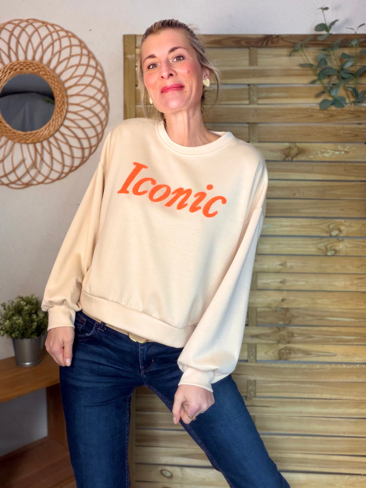 Sweat doux Iconic  - LAURINE Beige/Orange - FIN DE SÉRIE