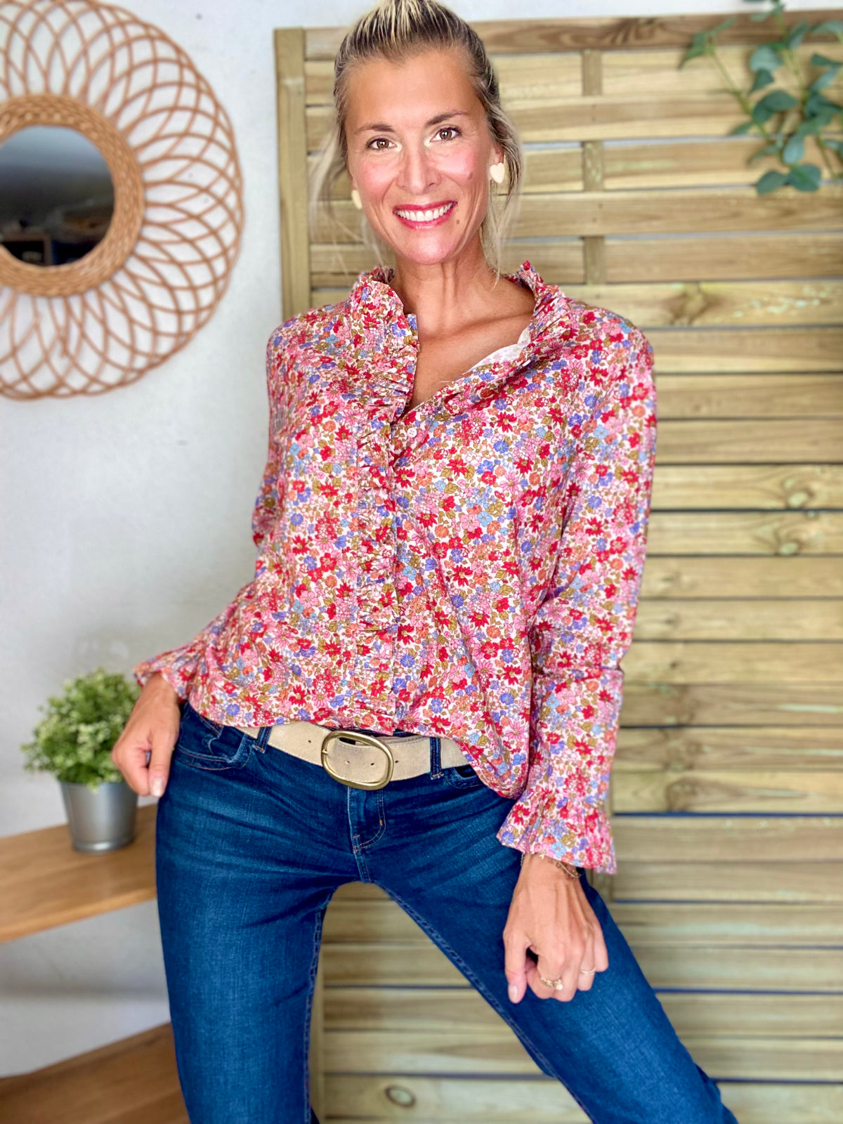 Chemise imprimé Liberty, col victorien volanté YSÉE - FIN DE SÉRIE
