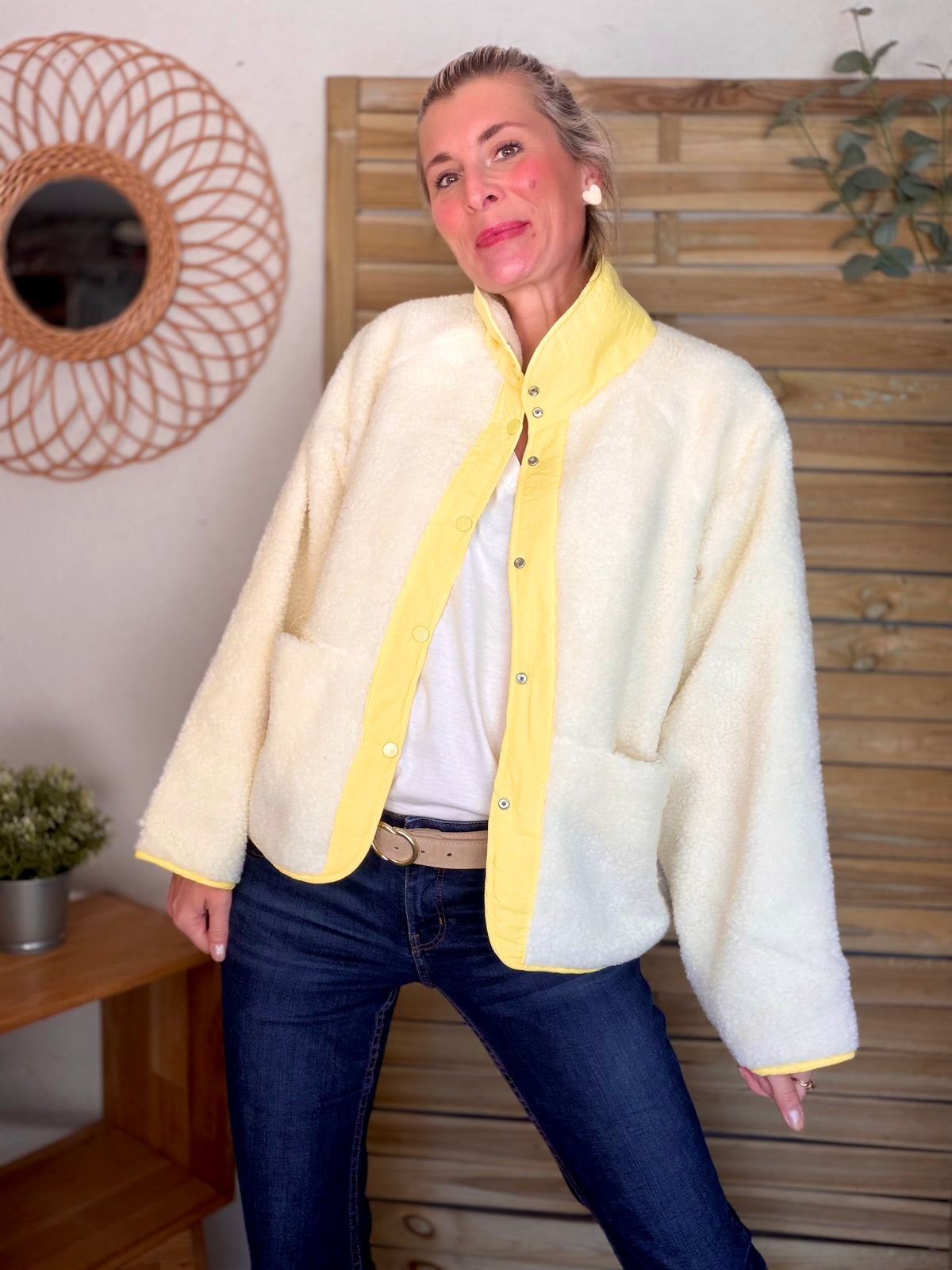 Veste matelassée réversible Sherpa AMÉLIE Jaune - FIN DE SÉRIE