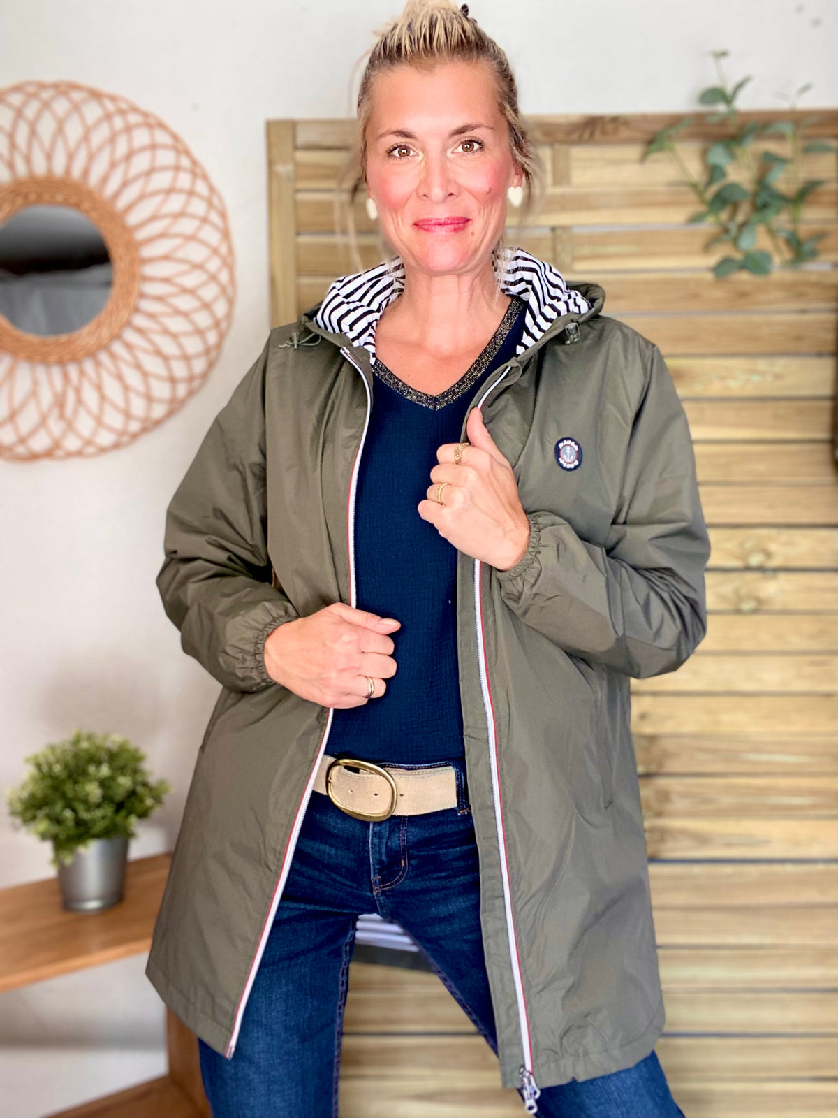 Imperméable doublé unisexe CÉLESTE - LE PETIT BRETON - Kaki (Taille petit) - FIN DE SÉRIE