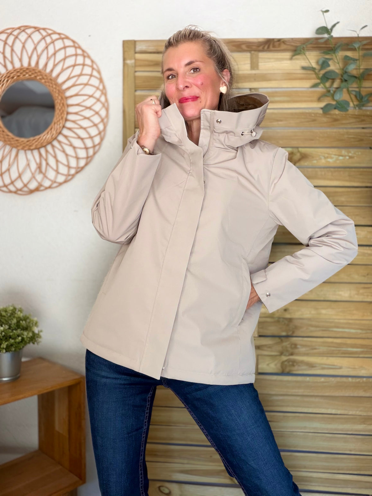 LAURA JO - Parka fourrée imperméable AMBRE MI-LONG - Beige / Camel