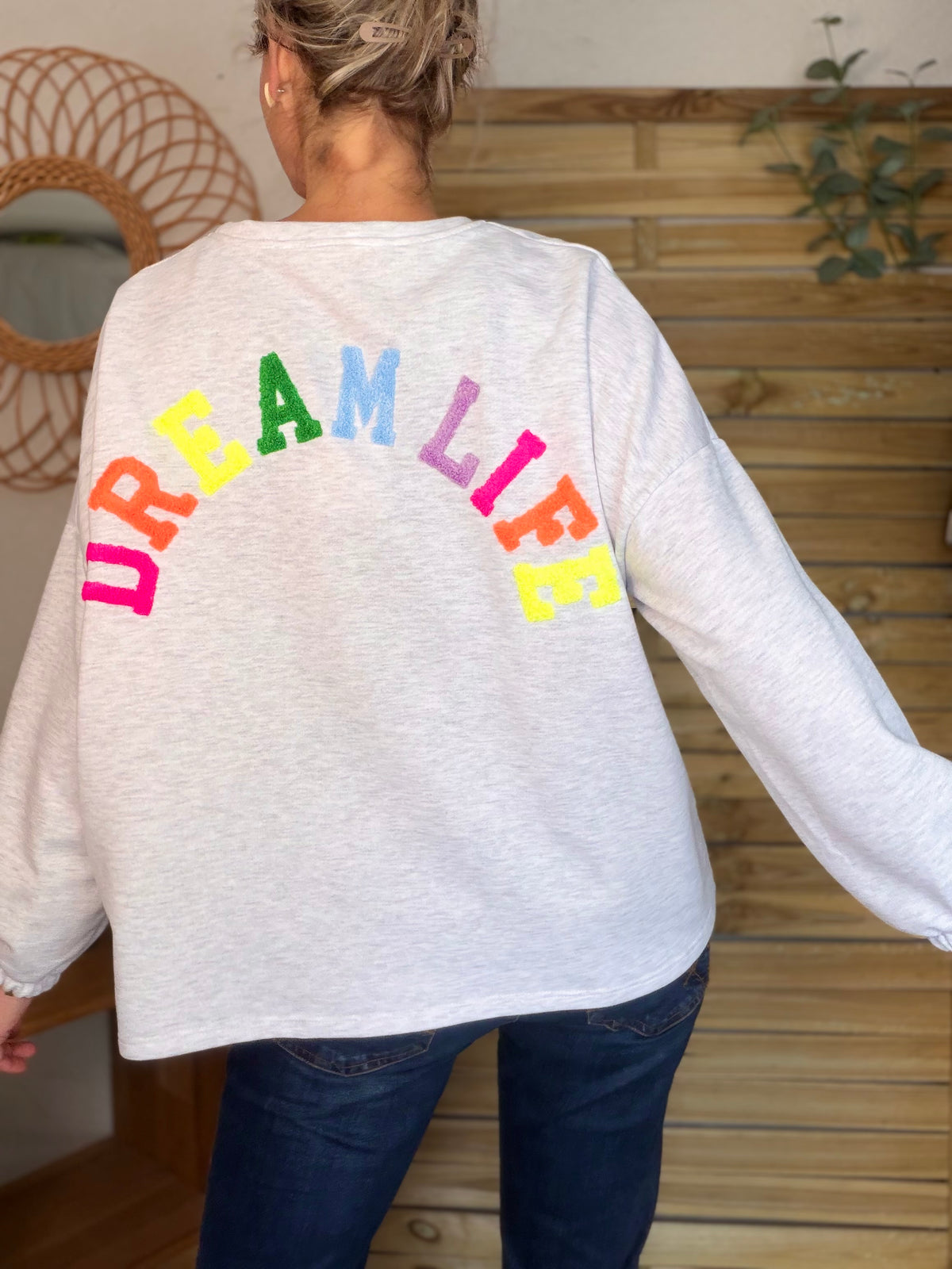 Sweat oversized DREAM LIFE multicolore - GINA - FIN DE SÉRIE