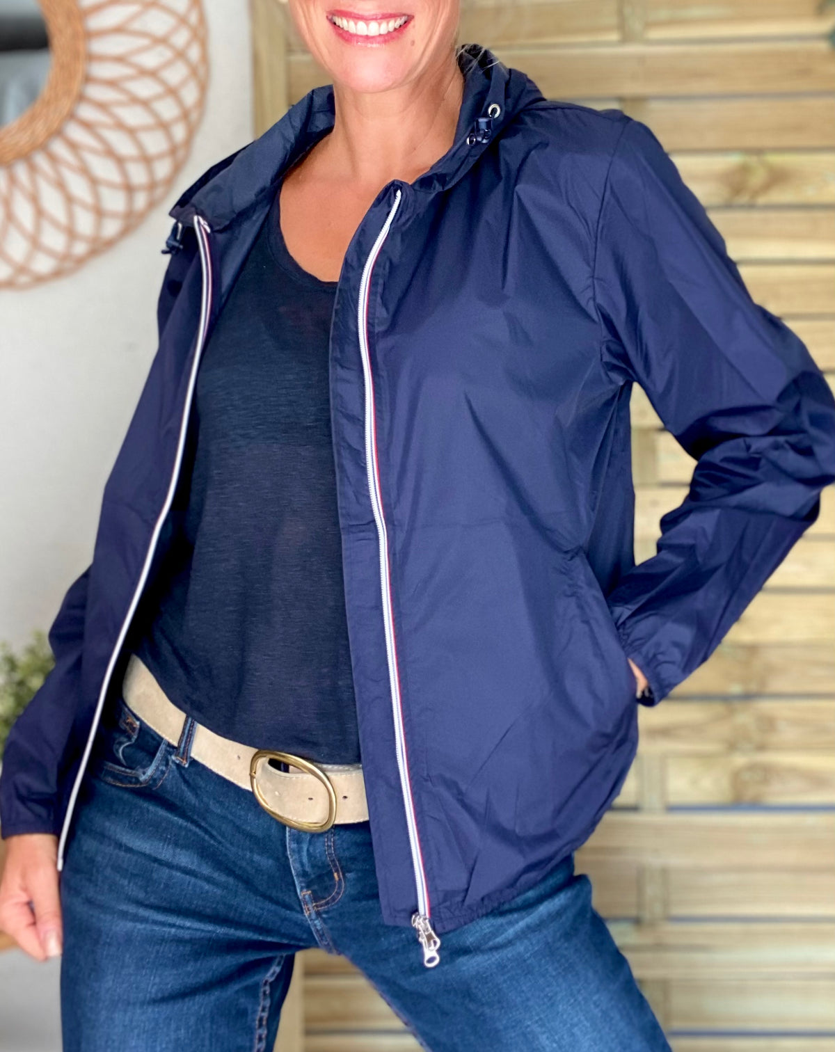 LAURA JO - Coupe vent imperméable ANNA COURT Bleu marine