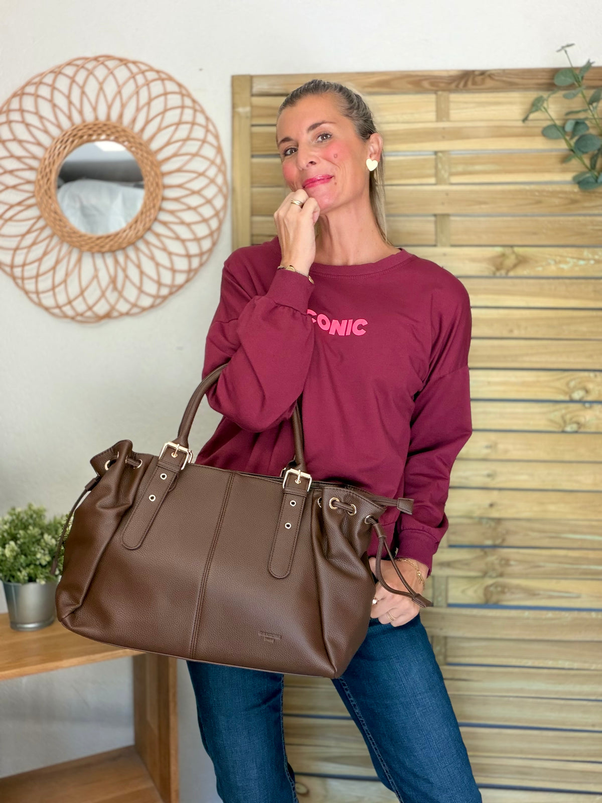 Sac cabas XL simili cuir CLÉA Chocolat