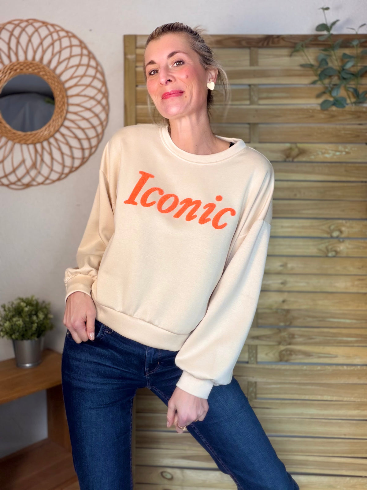 Sweat doux Iconic  - LAURINE Beige/Orange - FIN DE SÉRIE