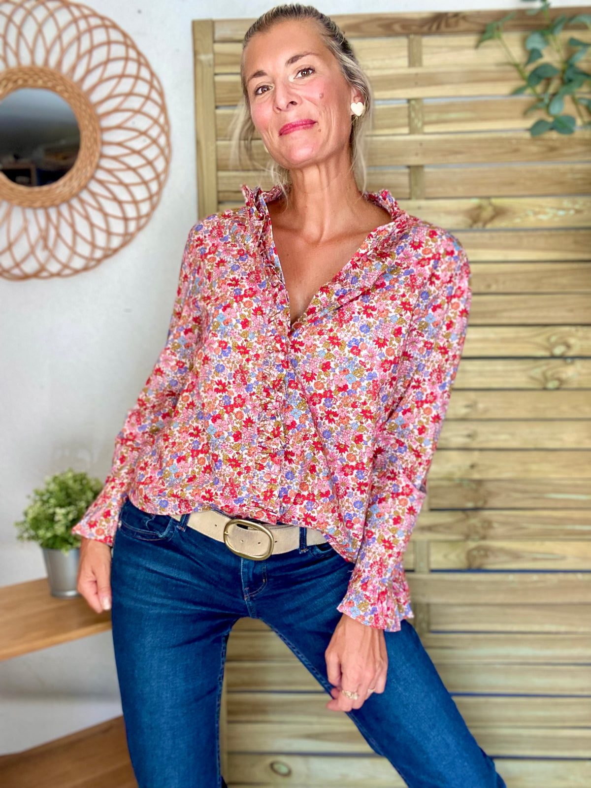Chemise imprimé Liberty, col victorien volanté YSÉE - FIN DE SÉRIE