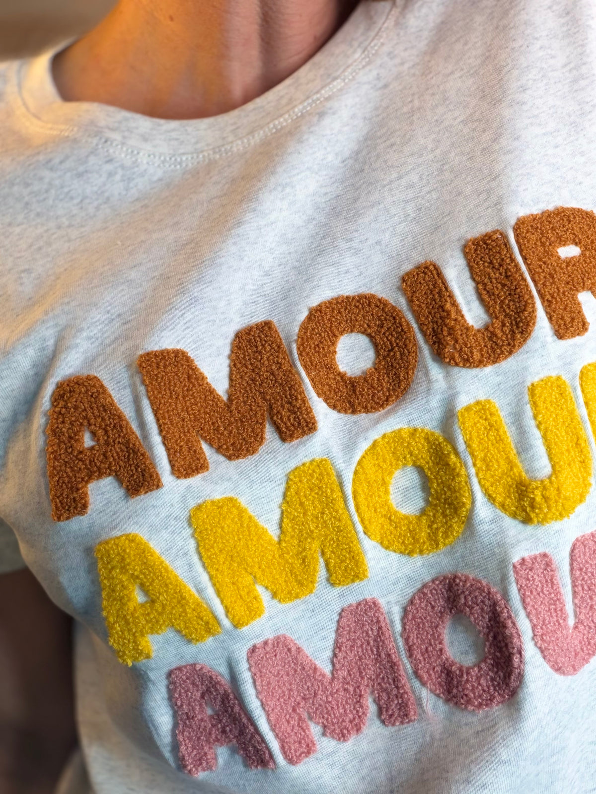 Tee shirt 3 x amour LÉA Beige - FIN DE SÉRIE