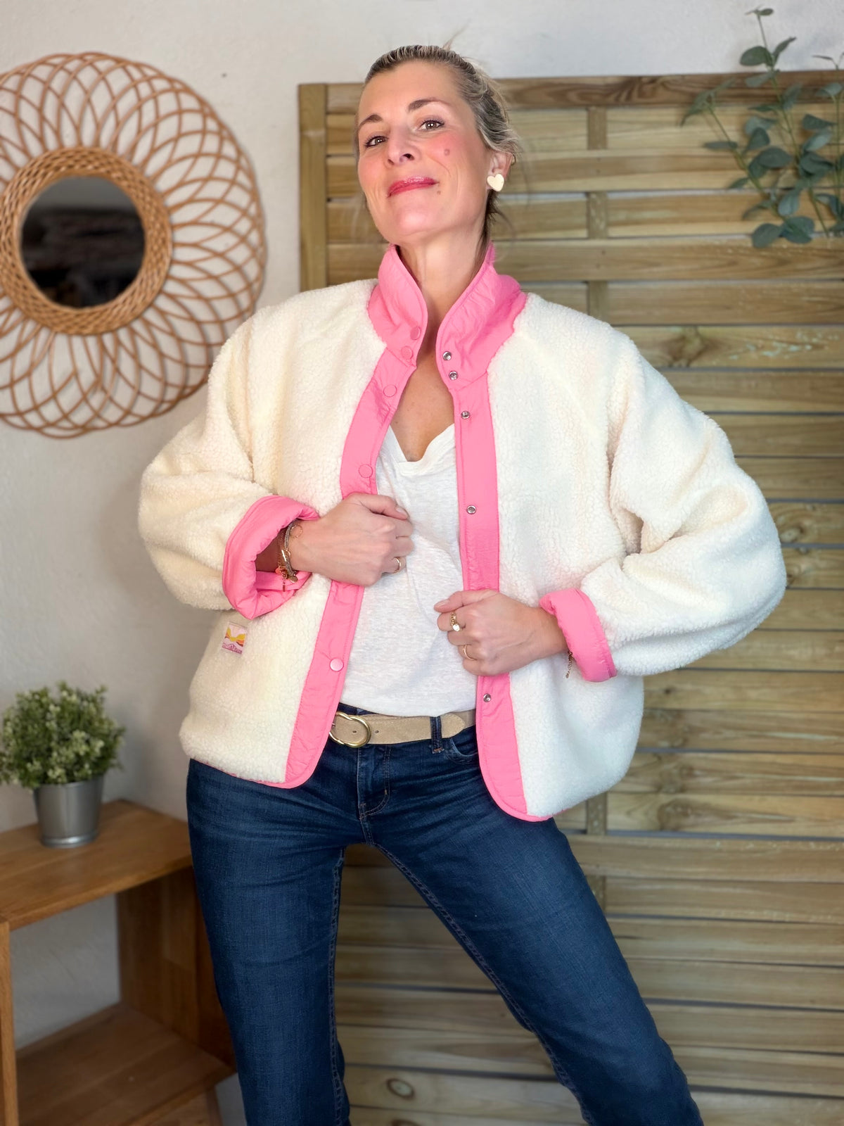Veste matelassée réversible Sherpa AMÉLIE Rose - FIN DE SÉRIE