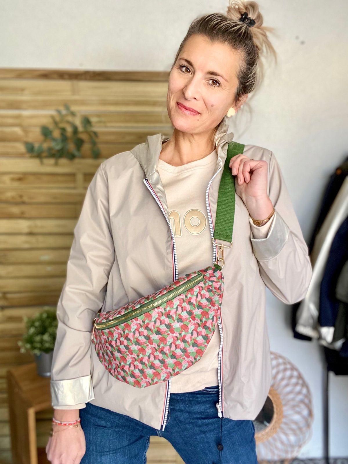 Sac banane XL velours Ciao Boum - IVY - Camaïeu Rose - DÉSTOCKAGE