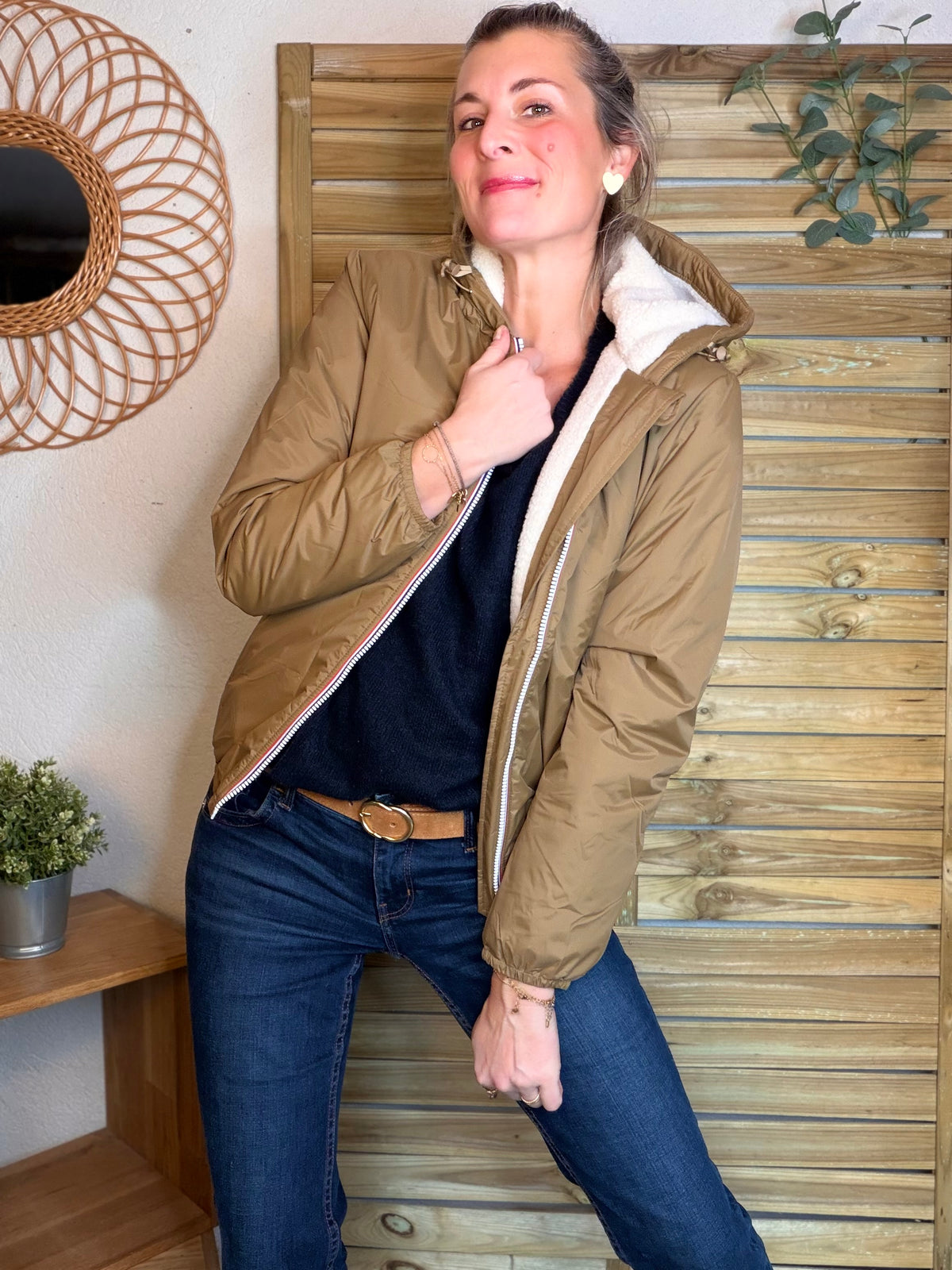 LAURA JO - Parka Imperméable LOUISE COURT sherpa - Camel