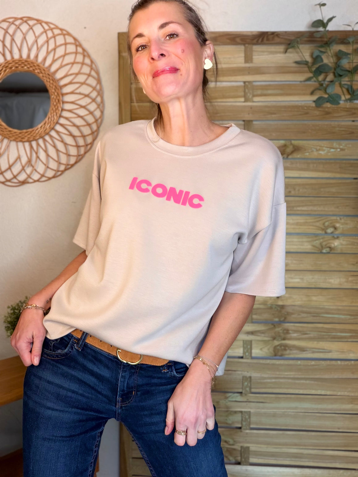 Tee shirt ICONIC matière sweat - THÉA Beige