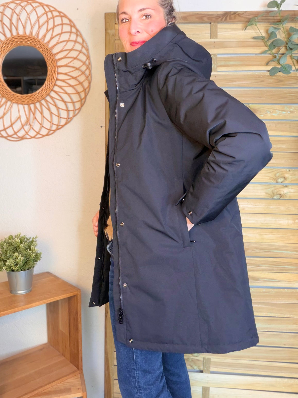 LAURA JO - Parka fourrée imperméable AMBRE LONG - Noir / Camel