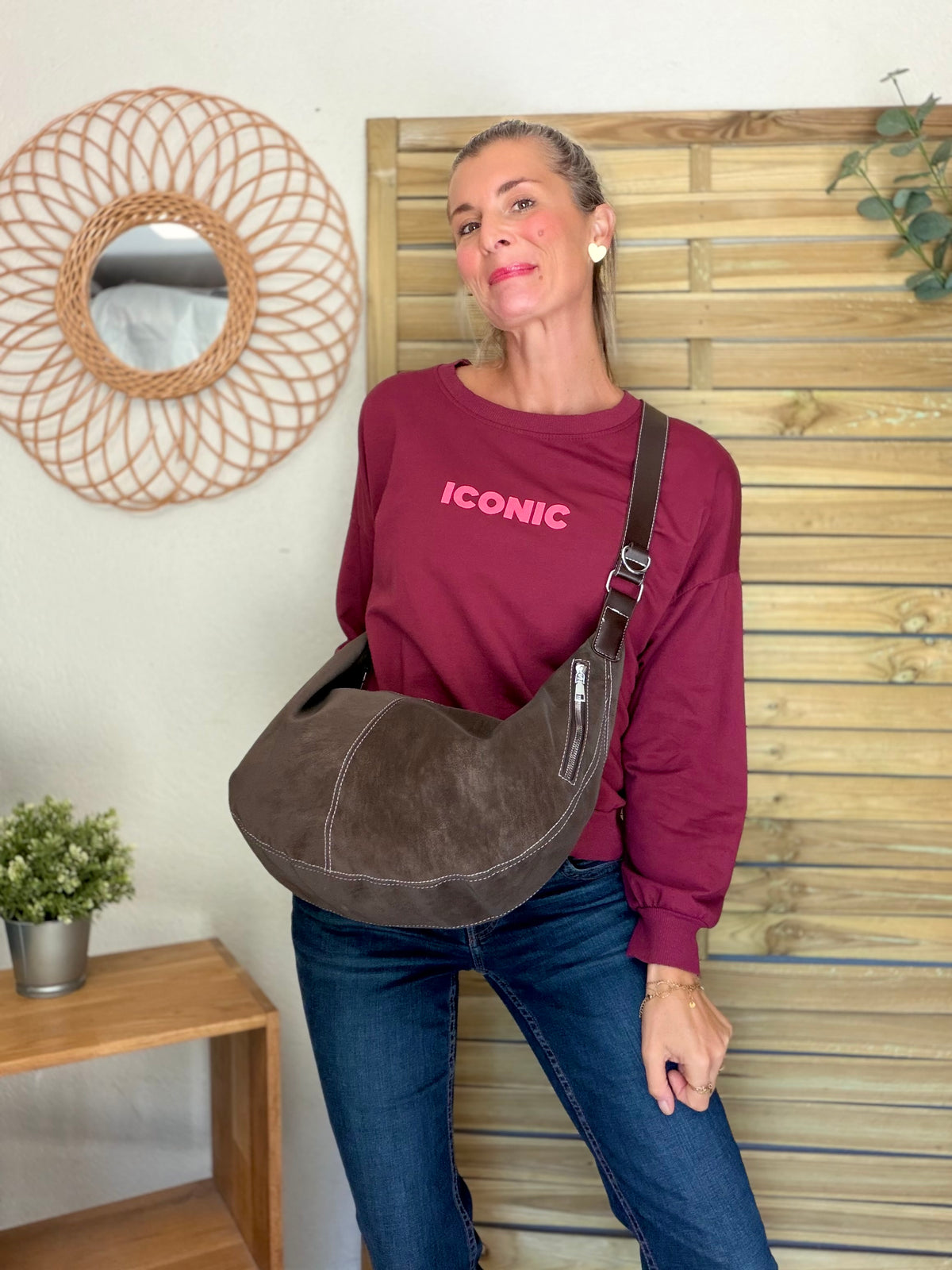Sweat ICONIC léger 100% coton FAUSTINE Bordeaux (taille 36 à 46)