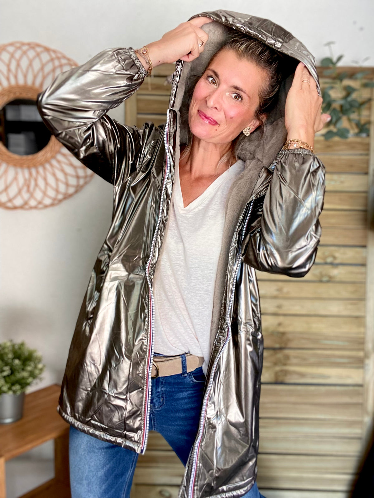 LAURA JO - Parka Imperméable LOUISE LONG fourré - Bronze