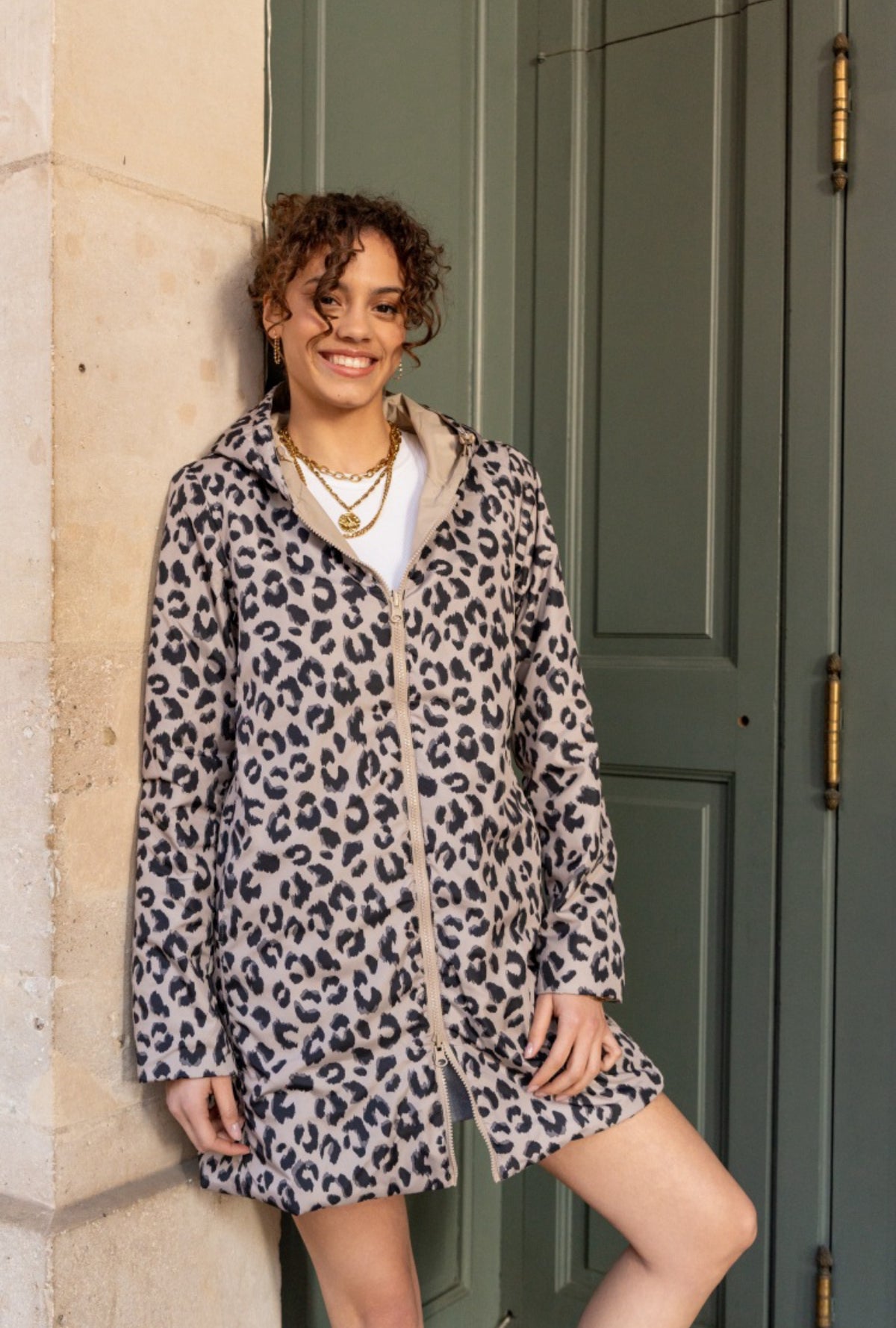 LAURA JO - Imperméable réversible rembourré LOUISON LONG - Beige / Léo