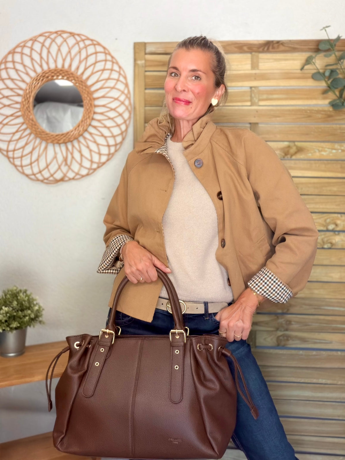Sac cabas XL simili cuir CLÉA Chocolat