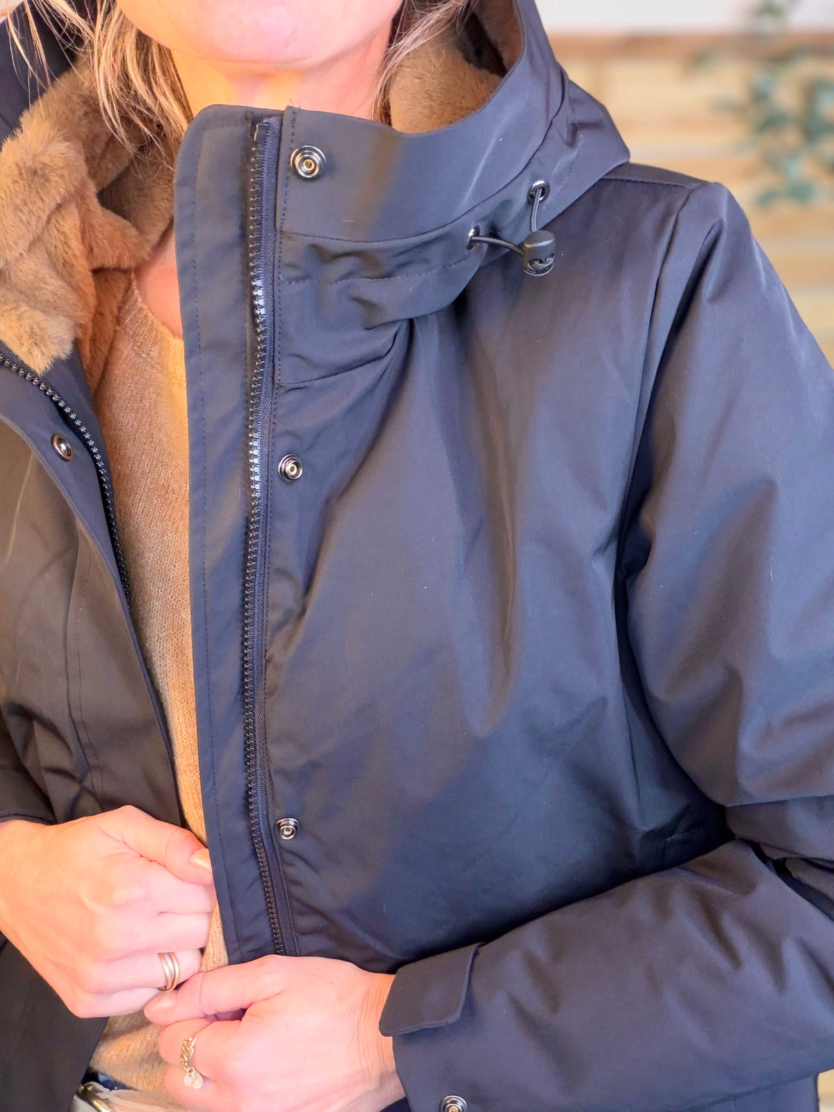 LAURA JO - Parka fourrée imperméable AMBRE LONG - Noir / Camel