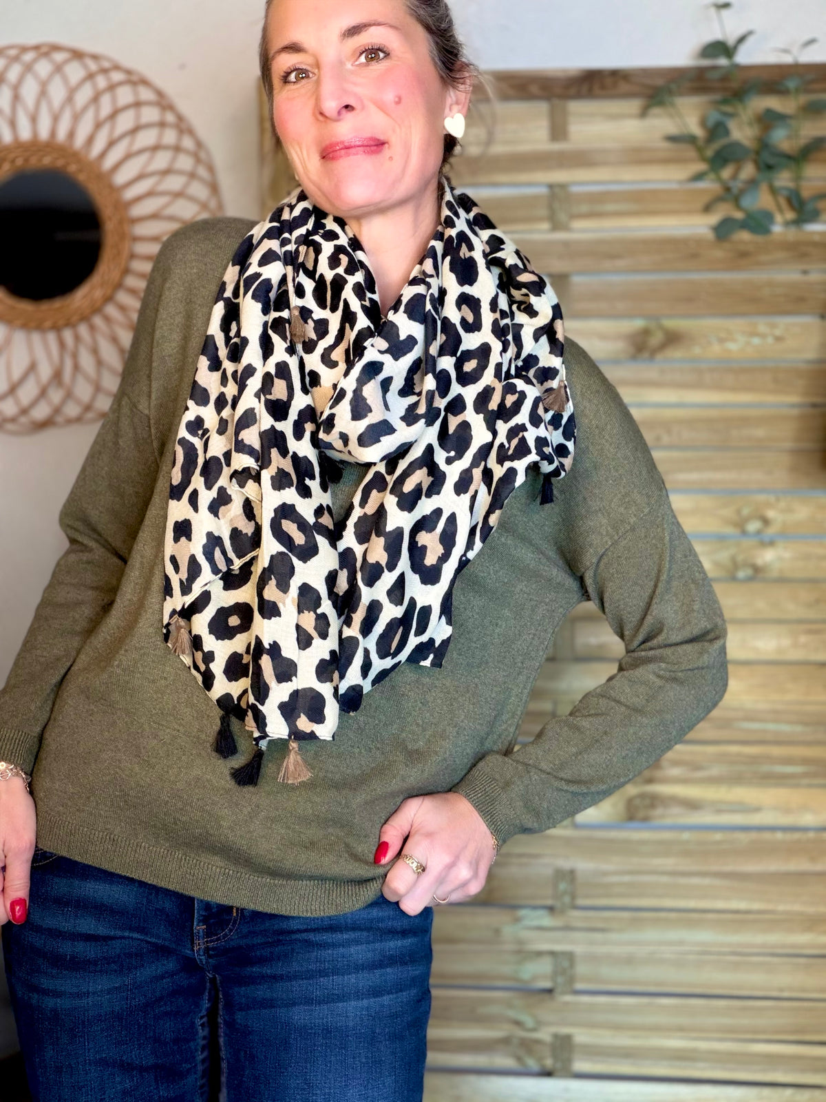 Foulards Léo CLEM - Beige / noir 🐆