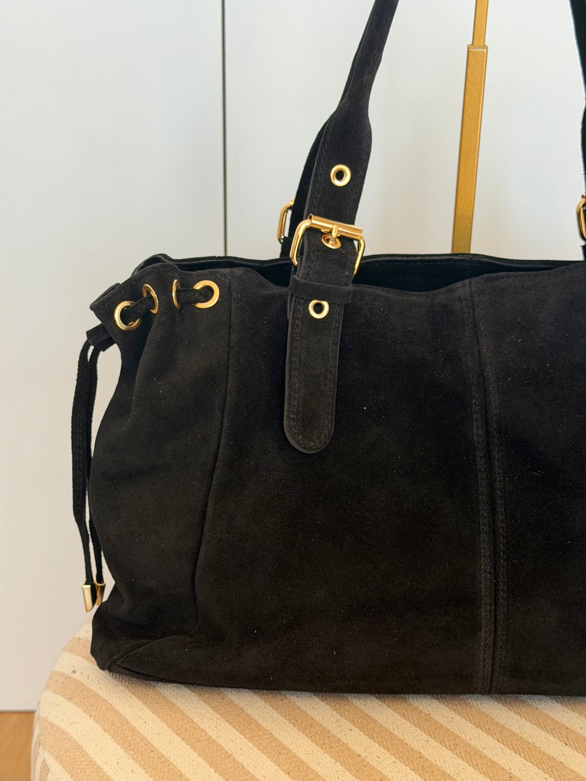 Sac cabas XL en cuir daim • JASPER Noir