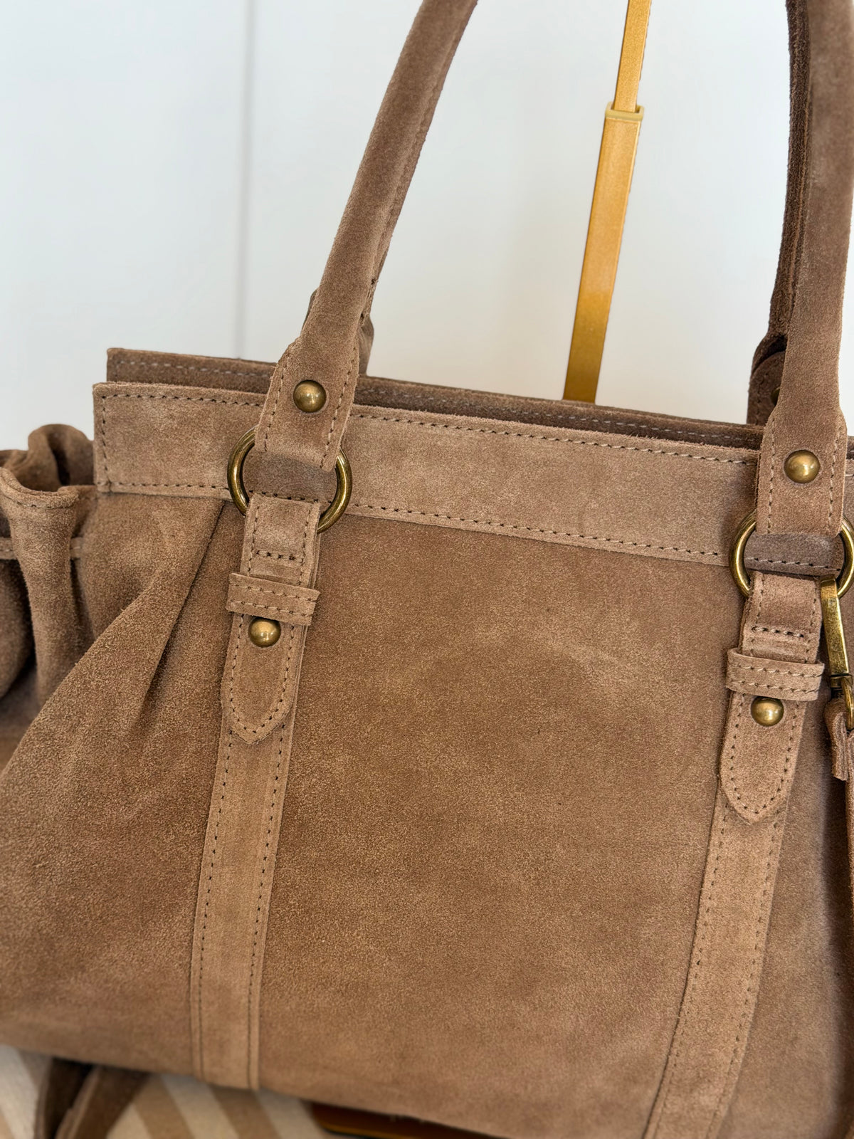 Sac cabas XL en cuir daim • PARKER Taupe