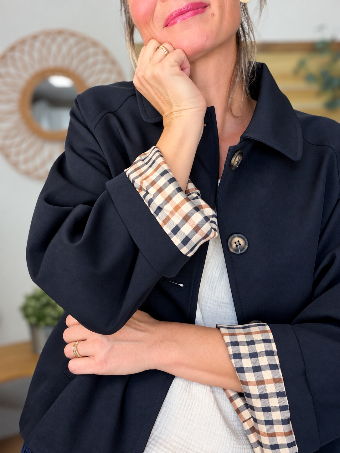 ⚡️ ARRIVAGE • Veste Trench, doublure à carreaux DANA Noir