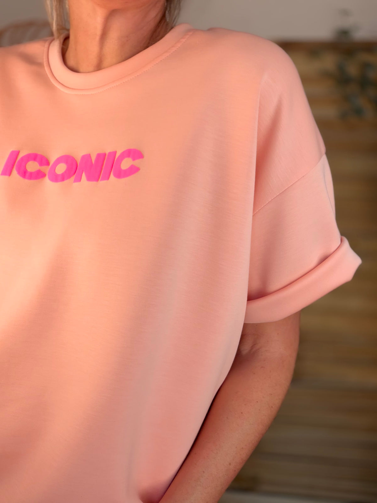 Tee shirt ICONIC matière sweat - THÉA Saumon