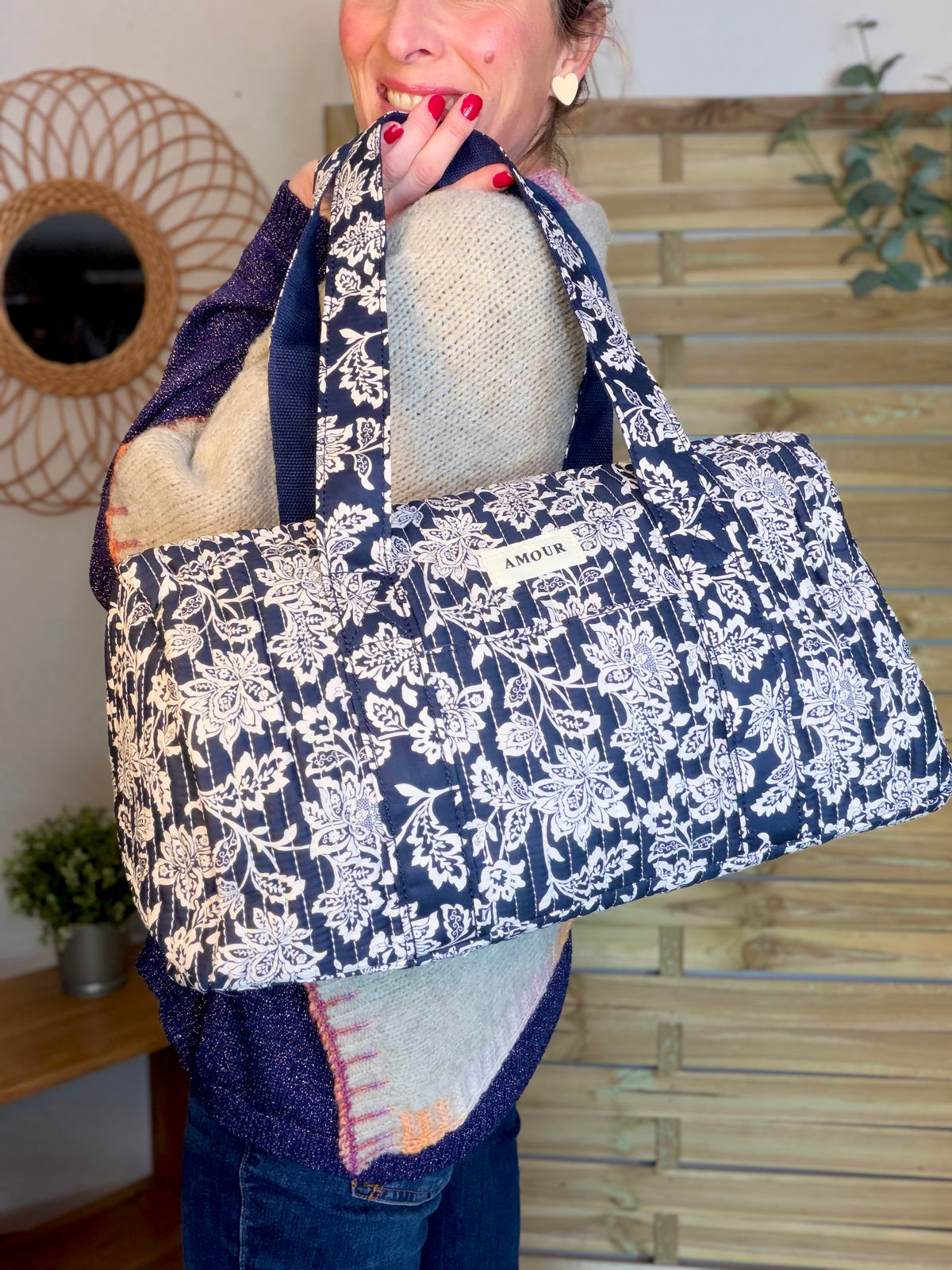 Sac polochon imprimé TARA - Fleuri Marine - FIN DE SÉRIE