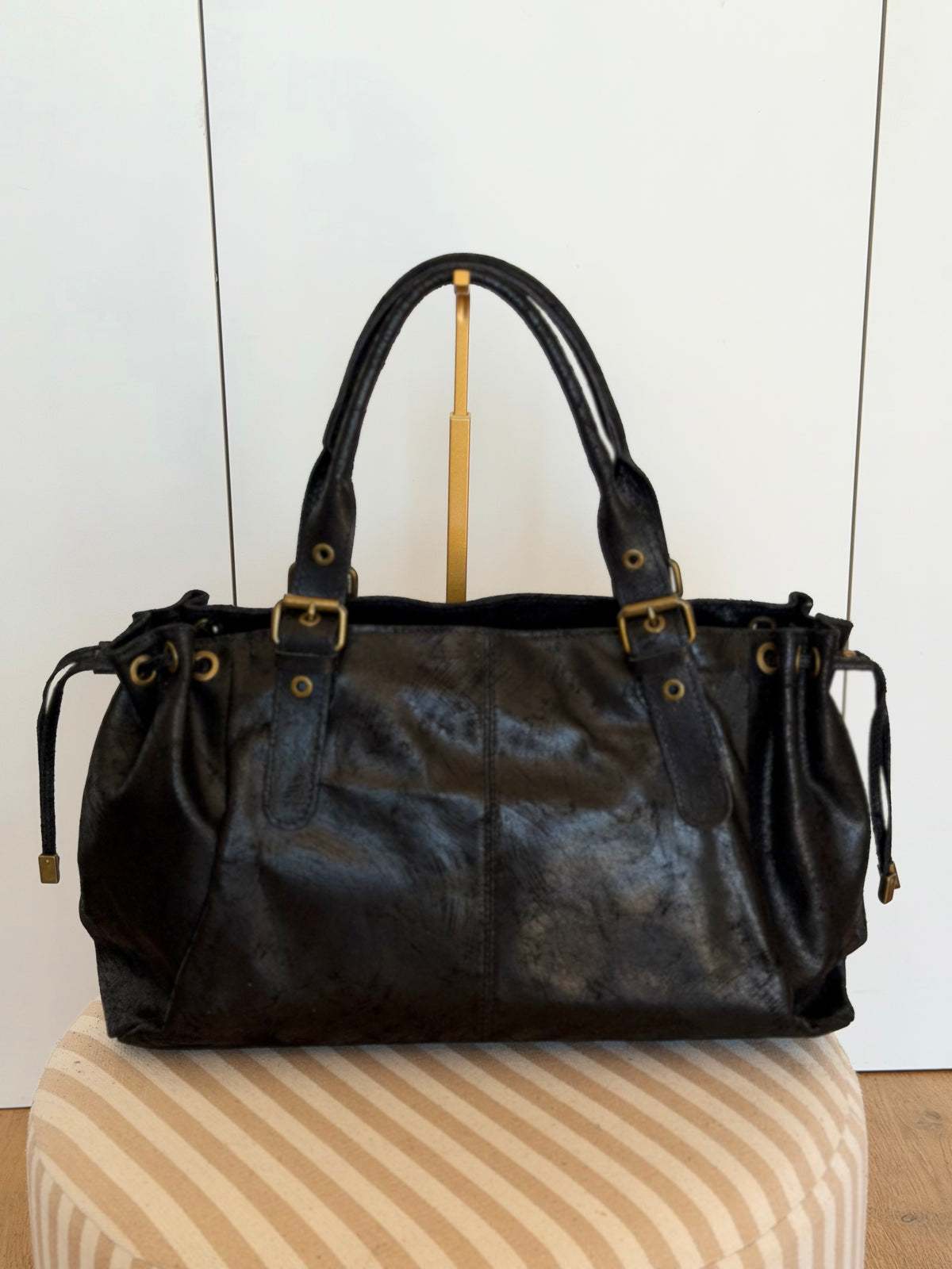 Sac cabas XL en cuir vieilli • COOPER Noir